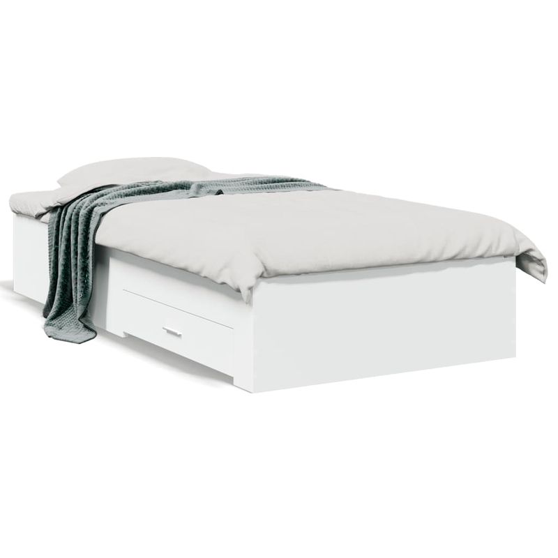 Casa si Gradina - Mobilier - Paturi si accesorii - Paturi - Cadru de pat cu sertare, alb, 100x200 cm, lemn prelucrat - Infinity.ro