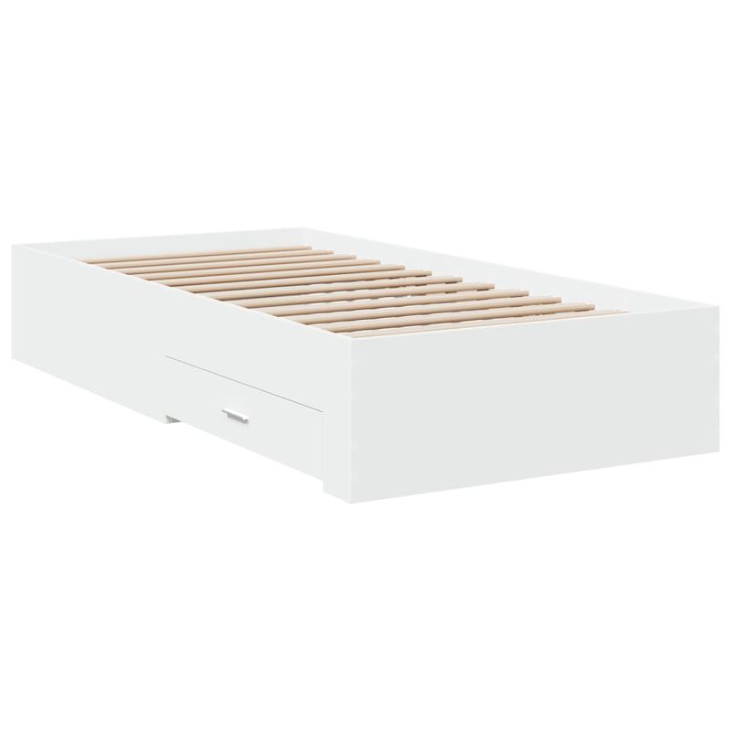 Casa si Gradina - Mobilier - Paturi si accesorii - Paturi - Cadru de pat cu sertare, alb, 100x200 cm, lemn prelucrat - Infinity.ro