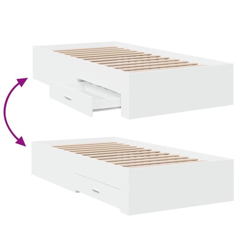 Casa si Gradina - Mobilier - Paturi si accesorii - Paturi - Cadru de pat cu sertare, alb, 100x200 cm, lemn prelucrat - Infinity.ro
