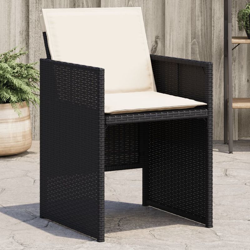 Casa si Gradina - Gradina si terasa - Mobilier exterior - Scaune si sezlonguri gradina - Scaune de gradina cu perne, 4 buc., negru, poliratan - Infinity.ro