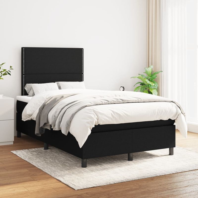 Casa si Gradina - Mobilier - Paturi si accesorii - Paturi - Pat box spring cu saltea, negru, 120x190 cm, catifea - Infinity.ro