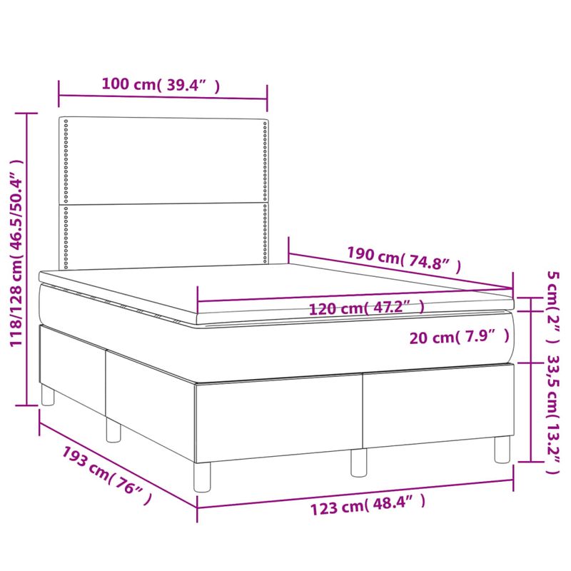 Casa si Gradina - Mobilier - Paturi si accesorii - Paturi - Pat box spring cu saltea, negru, 120x190 cm, catifea - Infinity.ro