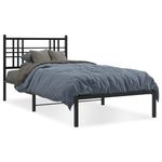 Casa si Gradina - Mobilier - Paturi si accesorii - Paturi - Cadru pat metalic cu tablie, negru, 90x200 cm - Infinity.ro