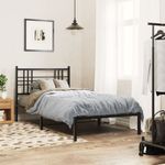 Casa si Gradina - Mobilier - Paturi si accesorii - Paturi - Cadru pat metalic cu tablie, negru, 90x200 cm - Infinity.ro