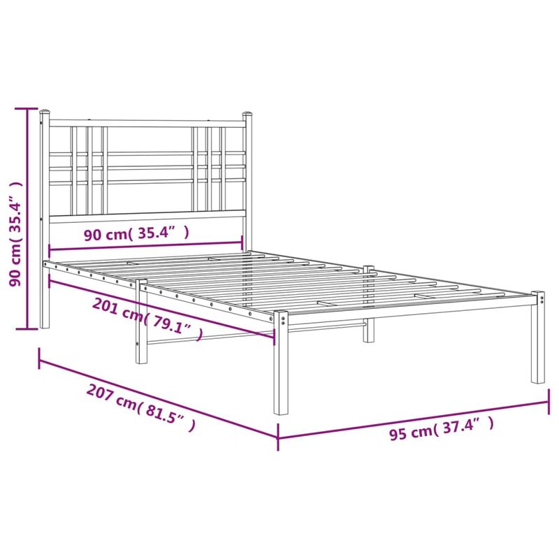 Casa si Gradina - Mobilier - Paturi si accesorii - Paturi - Cadru pat metalic cu tablie, negru, 90x200 cm - Infinity.ro