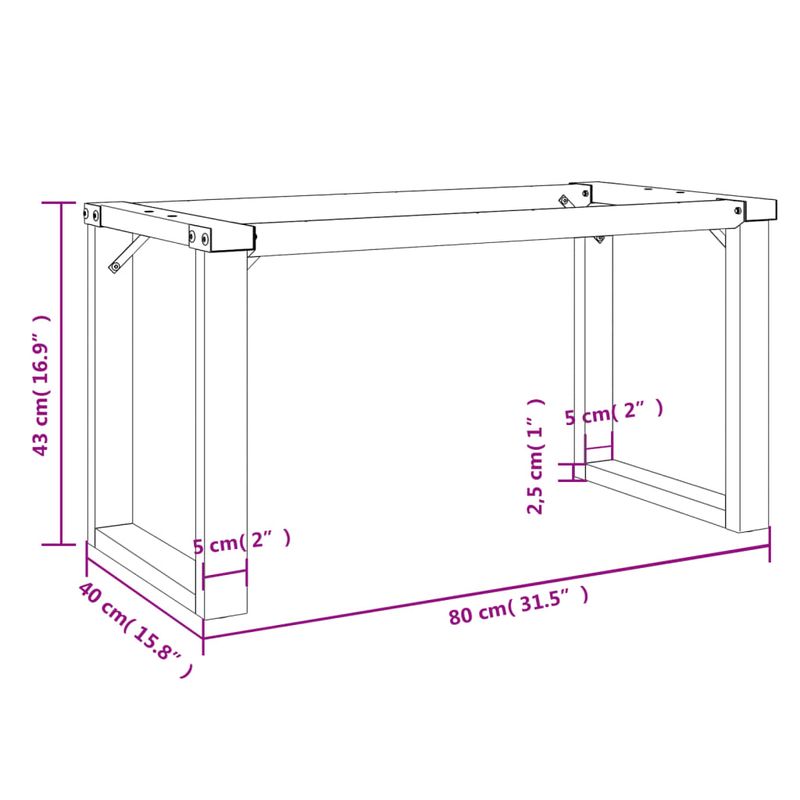 Casa si Gradina - Mobilier - Feronerie si accesorii mobila - Picioare Masuta de cafea O-Frame 80x40x43 cm Fonta - Infinity.ro