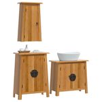 Casa si Gradina - Mobilier - Seturi de mobilier - Seturi baie - Set mobilier de baie, 3 piese, lemn masiv de pin, model dulap chiuvetă + dulap lateral + dulap de perete - Infinity.ro