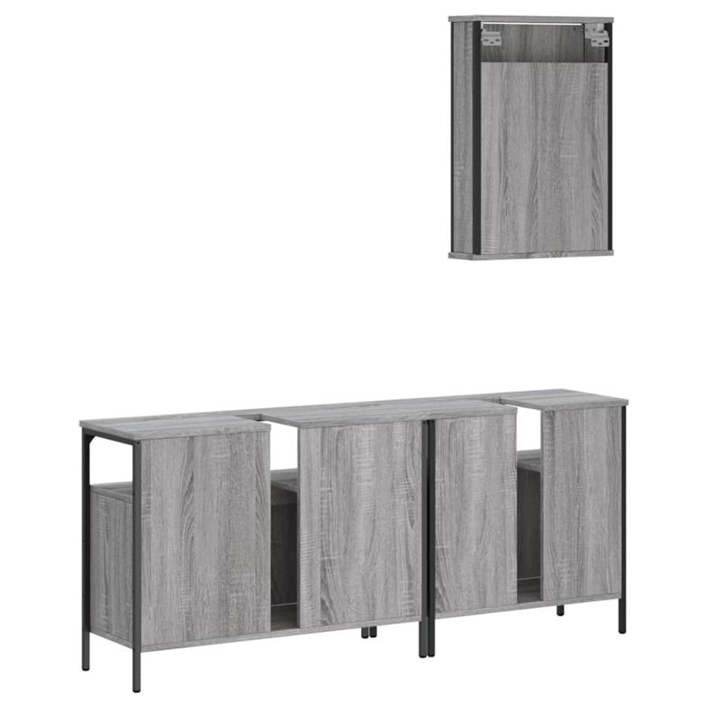 Casa si Gradina - Mobilier - Seturi de mobilier - Seturi baie - Set mobilier de baie, 3 piese, gri sonoma, lemn prelucrat - Infinity.ro