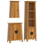 Casa si Gradina - Mobilier - Seturi de mobilier - Seturi baie - Set mobilier de baie, 3 piese, lemn masiv de pin, model dulap înalt + dulap lateral + dulap de perete - Infinity.ro