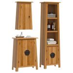 Casa si Gradina - Mobilier - Seturi de mobilier - Seturi baie - Set mobilier de baie, 3 piese, lemn masiv de pin, model dulap înalt + dulap lateral + dulap de perete - Infinity.ro