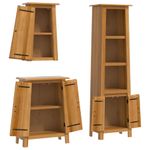 Casa si Gradina - Mobilier - Seturi de mobilier - Seturi baie - Set mobilier de baie, 3 piese, lemn masiv de pin, model dulap înalt + dulap lateral + dulap de perete - Infinity.ro