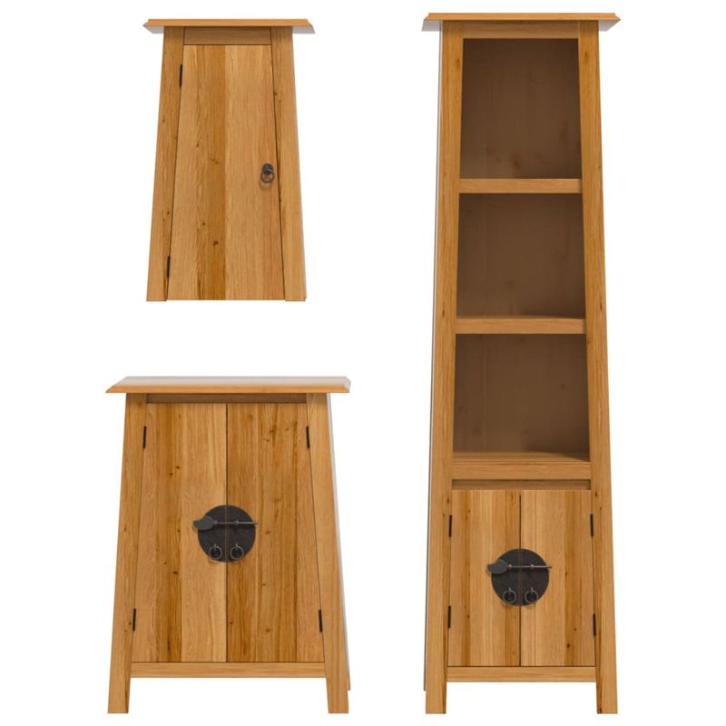 Casa si Gradina - Mobilier - Seturi de mobilier - Seturi baie - Set mobilier de baie, 3 piese, lemn masiv de pin, model dulap înalt + dulap lateral + dulap de perete - Infinity.ro