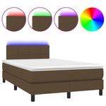Casa si Gradina - Mobilier - Paturi si accesorii - Paturi - Pat cu arcuri, saltea si LED, maro inchis, 120x190 cm, textil - Infinity.ro