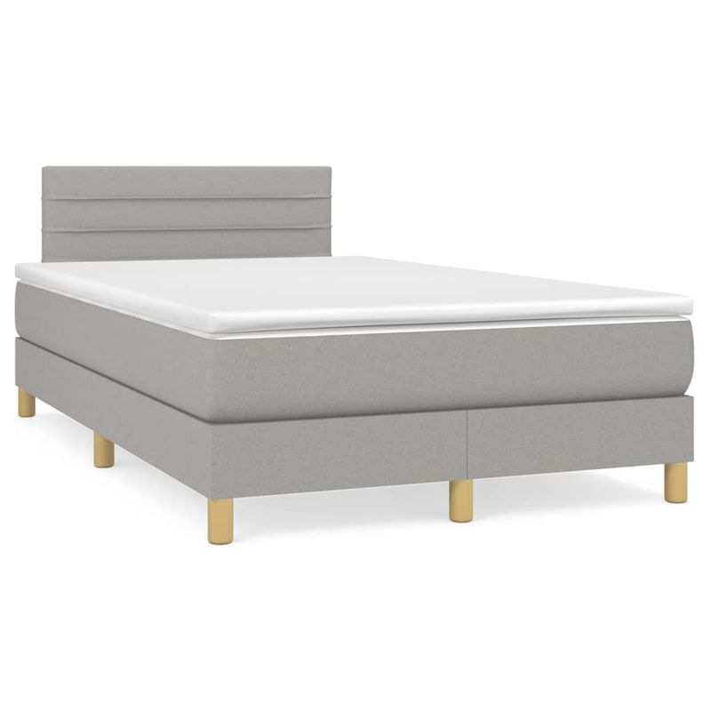 Casa si Gradina - Mobilier - Paturi si accesorii - Paturi - Pat box spring cu saltea, gri deschis, 120x190 cm, textil - Infinity.ro