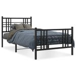 Casa si Gradina - Mobilier - Paturi si accesorii - Paturi - Cadru pat metalic cu tablii de cap/picioare, negru, 90x190 cm - Infinity.ro