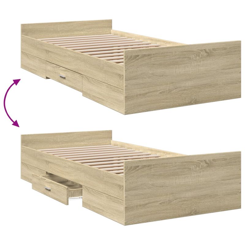Casa si Gradina - Mobilier - Paturi si accesorii - Paturi - Cadru de pat cu sertare stejar sonoma 90x200 cm lemn prelucrat - Infinity.ro