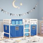 Casa si Gradina - Mobilier - Paturi si accesorii - Paturi - Pat etajat de copii cu perdele, bla, 90x190 cm, lemn masiv pin - Infinity.ro