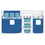 Casa si Gradina - Mobilier - Paturi si accesorii - Paturi - Pat etajat de copii cu perdele, bla, 90x190 cm, lemn masiv pin - Infinity.ro