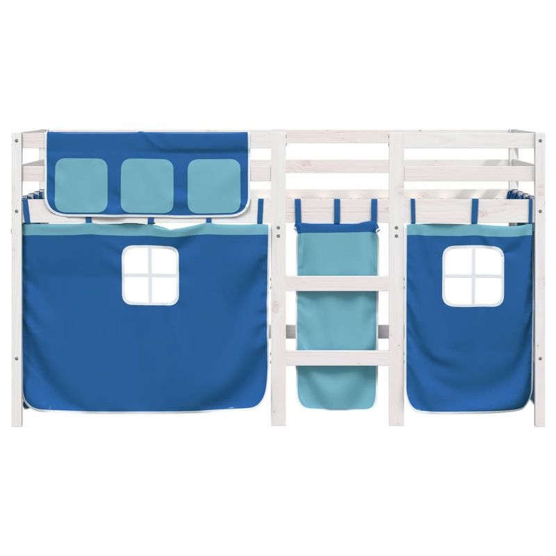 Casa si Gradina - Mobilier - Paturi si accesorii - Paturi - Pat etajat de copii cu perdele, bla, 90x190 cm, lemn masiv pin - Infinity.ro
