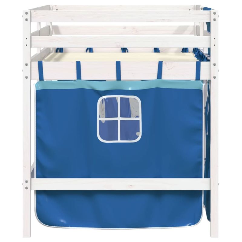 Casa si Gradina - Mobilier - Paturi si accesorii - Paturi - Pat etajat de copii cu perdele, bla, 90x190 cm, lemn masiv pin - Infinity.ro