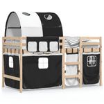 Casa si Gradina - Mobilier - Paturi si accesorii - Paturi - Pat etajat de copii cu tunel alb/negru 90x190 cm lemn masiv pin - Infinity.ro