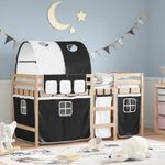 Casa si Gradina - Mobilier - Paturi si accesorii - Paturi - Pat etajat de copii cu tunel alb/negru 90x190 cm lemn masiv pin - Infinity.ro