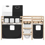 Casa si Gradina - Mobilier - Paturi si accesorii - Paturi - Pat etajat de copii cu tunel alb/negru 90x190 cm lemn masiv pin - Infinity.ro