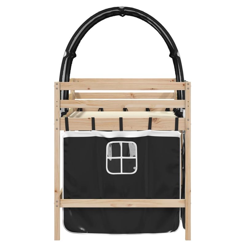 Casa si Gradina - Mobilier - Paturi si accesorii - Paturi - Pat etajat de copii cu tunel alb/negru 90x190 cm lemn masiv pin - Infinity.ro