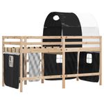 Casa si Gradina - Mobilier - Paturi si accesorii - Paturi - Pat etajat de copii cu tunel alb/negru 90x190 cm lemn masiv pin - Infinity.ro