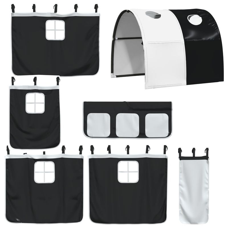Casa si Gradina - Mobilier - Paturi si accesorii - Paturi - Pat etajat de copii cu tunel alb/negru 90x190 cm lemn masiv pin - Infinity.ro