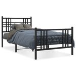 Casa si Gradina - Mobilier - Paturi si accesorii - Paturi - Cadru pat metalic cu tablii de cap/picioare, negru, 100x190 cm - Infinity.ro