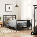 Casa si Gradina - Mobilier - Paturi si accesorii - Paturi - Cadru pat metalic cu tablii de cap/picioare, negru, 100x190 cm - Infinity.ro