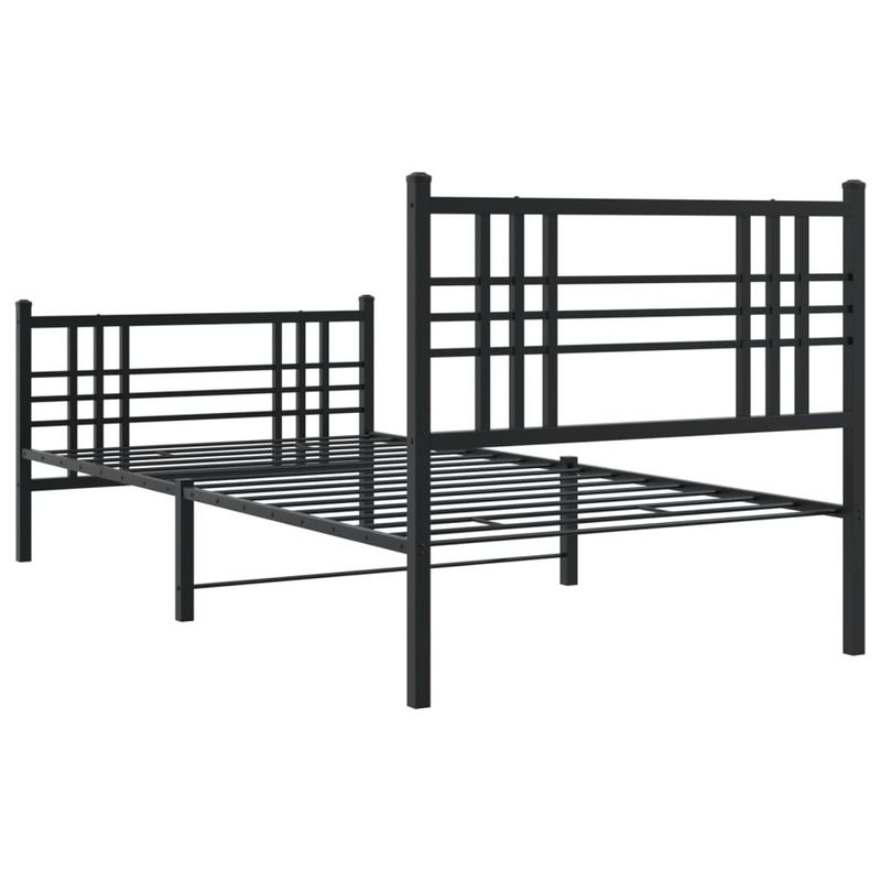 Casa si Gradina - Mobilier - Paturi si accesorii - Paturi - Cadru pat metalic cu tablii de cap/picioare, negru, 100x190 cm - Infinity.ro