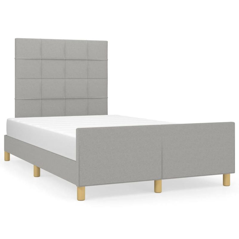 Casa si Gradina - Mobilier - Paturi si accesorii - Paturi - Cadru de pat cu tablie, gri deschis, 120x190cm, material textil - Infinity.ro