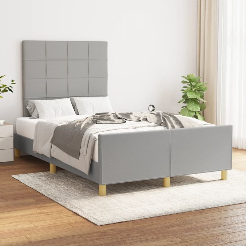 Casa si Gradina - Mobilier - Paturi si accesorii - Paturi - Cadru de pat cu tablie, gri deschis, 120x190cm, material textil - Infinity.ro
