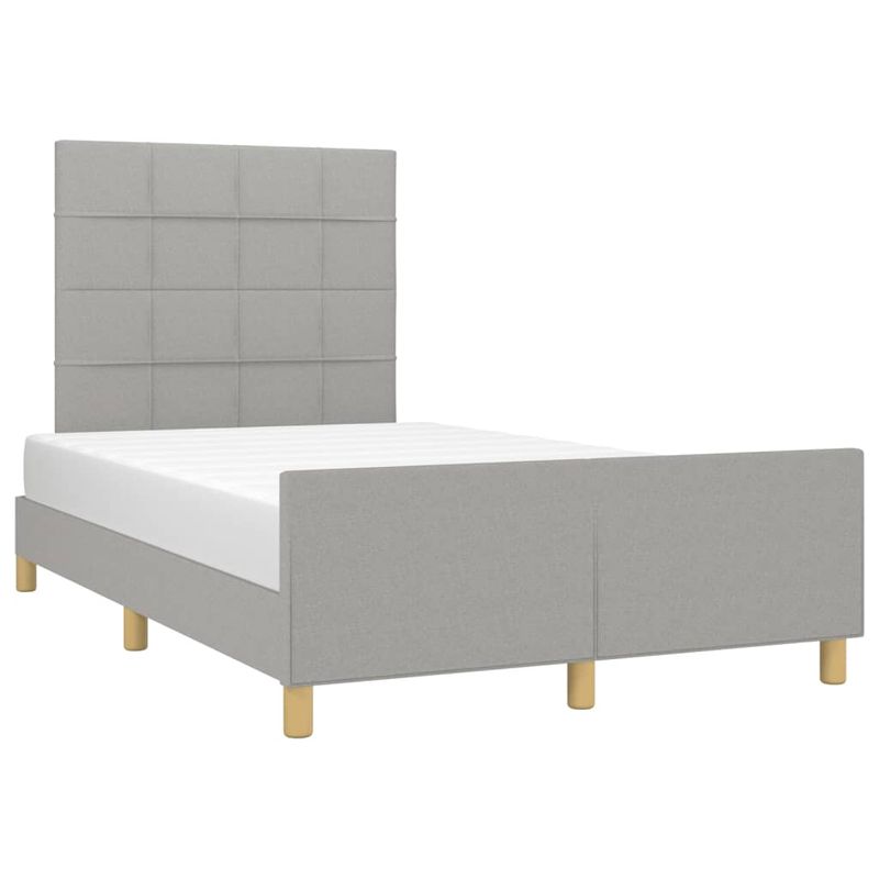 Casa si Gradina - Mobilier - Paturi si accesorii - Paturi - Cadru de pat cu tablie, gri deschis, 120x190cm, material textil - Infinity.ro