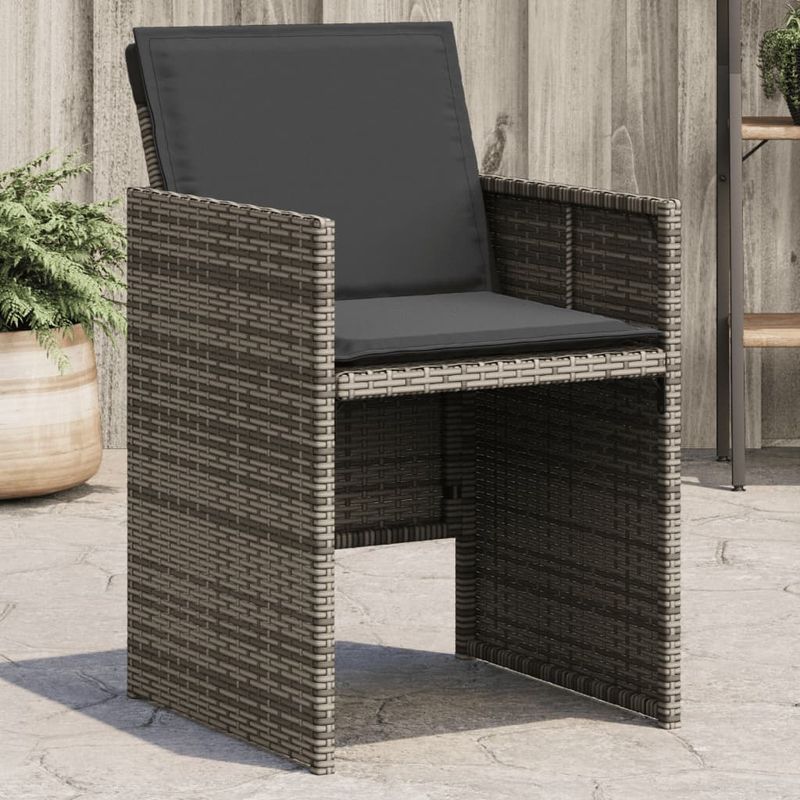 Casa si Gradina - Gradina si terasa - Mobilier exterior - Scaune si sezlonguri gradina - Scaune de gradina cu perne, 4 buc., gri, poliratan - Infinity.ro