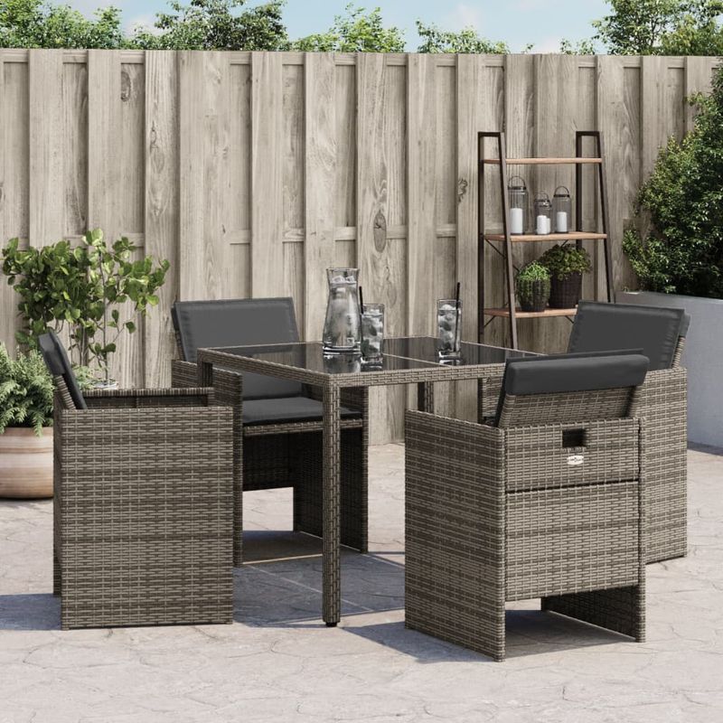 Casa si Gradina - Gradina si terasa - Mobilier exterior - Scaune si sezlonguri gradina - Scaune de gradina cu perne, 4 buc., gri, poliratan - Infinity.ro