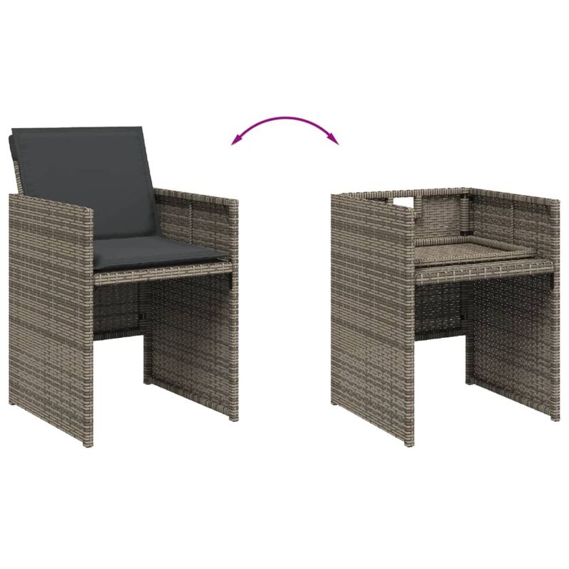 Casa si Gradina - Gradina si terasa - Mobilier exterior - Scaune si sezlonguri gradina - Scaune de gradina cu perne, 4 buc., gri, poliratan - Infinity.ro