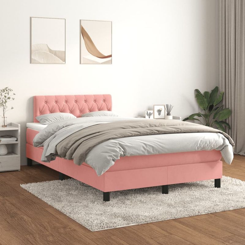 Casa si Gradina - Mobilier - Paturi si accesorii - Paturi - Pat box spring cu saltea, negru, 120x190 cm, catifea - Infinity.ro