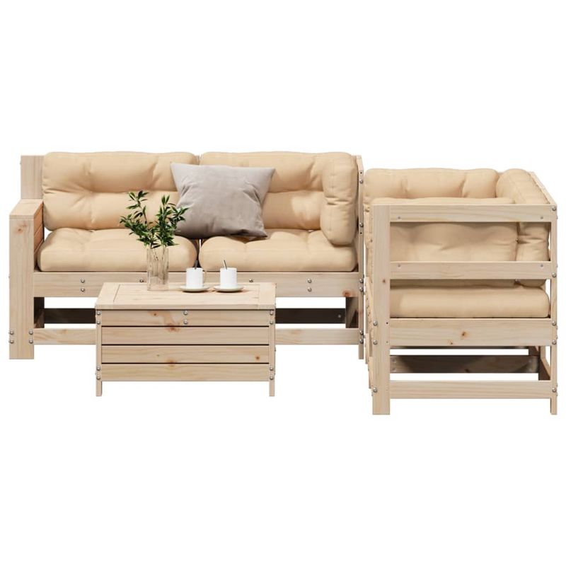 Casa si Gradina - Gradina si terasa - Mobilier exterior - Seturi mobila gradina - Set mobilier de gradina cu perne, 5 piese, lemn masiv de pin - Infinity.ro