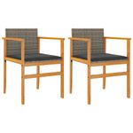 Casa si Gradina - Gradina si terasa - Mobilier exterior - Scaune si sezlonguri gradina - Scaune de gradina cu perne, 2 buc., gri, poliratan/lemn - Infinity.ro
