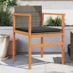 Casa si Gradina - Gradina si terasa - Mobilier exterior - Scaune si sezlonguri gradina - Scaune de gradina cu perne, 2 buc., gri, poliratan/lemn - Infinity.ro