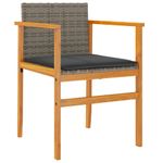 Casa si Gradina - Gradina si terasa - Mobilier exterior - Scaune si sezlonguri gradina - Scaune de gradina cu perne, 2 buc., gri, poliratan/lemn - Infinity.ro
