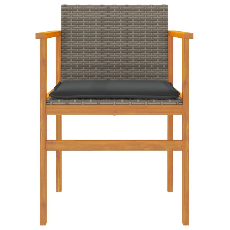 Casa si Gradina - Gradina si terasa - Mobilier exterior - Scaune si sezlonguri gradina - Scaune de gradina cu perne, 2 buc., gri, poliratan/lemn - Infinity.ro