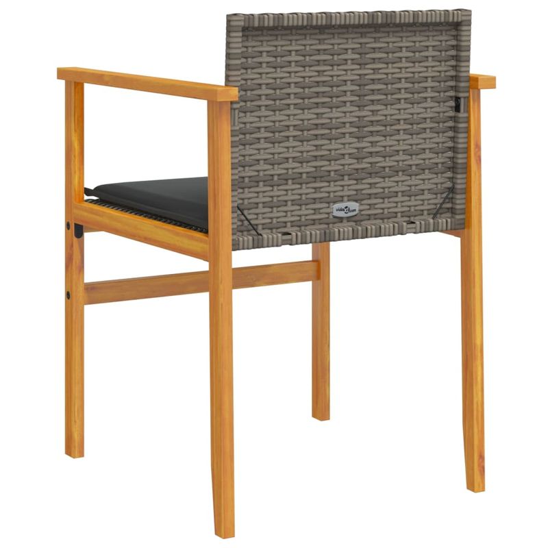 Casa si Gradina - Gradina si terasa - Mobilier exterior - Scaune si sezlonguri gradina - Scaune de gradina cu perne, 2 buc., gri, poliratan/lemn - Infinity.ro