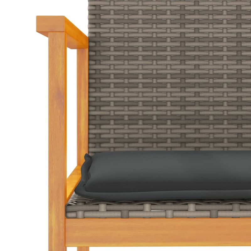Casa si Gradina - Gradina si terasa - Mobilier exterior - Scaune si sezlonguri gradina - Scaune de gradina cu perne, 2 buc., gri, poliratan/lemn - Infinity.ro