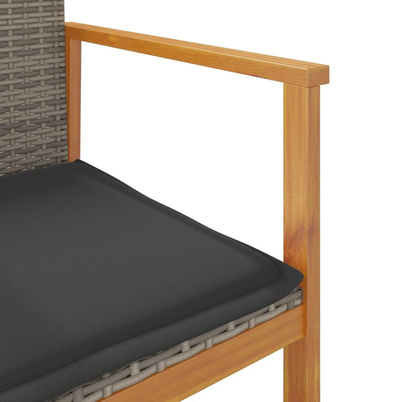 Casa si Gradina - Gradina si terasa - Mobilier exterior - Scaune si sezlonguri gradina - Scaune de gradina cu perne, 2 buc., gri, poliratan/lemn - Infinity.ro