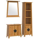 Casa si Gradina - Mobilier - Seturi de mobilier - Seturi baie - Set mobilier de baie, 3 piese, lemn masiv de pin, model dulap chiuvetă + dulap înalt + oglindă - Infinity.ro
