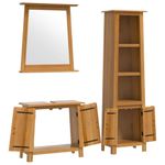 Casa si Gradina - Mobilier - Seturi de mobilier - Seturi baie - Set mobilier de baie, 3 piese, lemn masiv de pin, model dulap chiuvetă + dulap înalt + oglindă - Infinity.ro